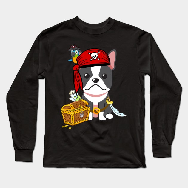 Funny french bulldog is a pirate Long Sleeve T-Shirt by Pet Station